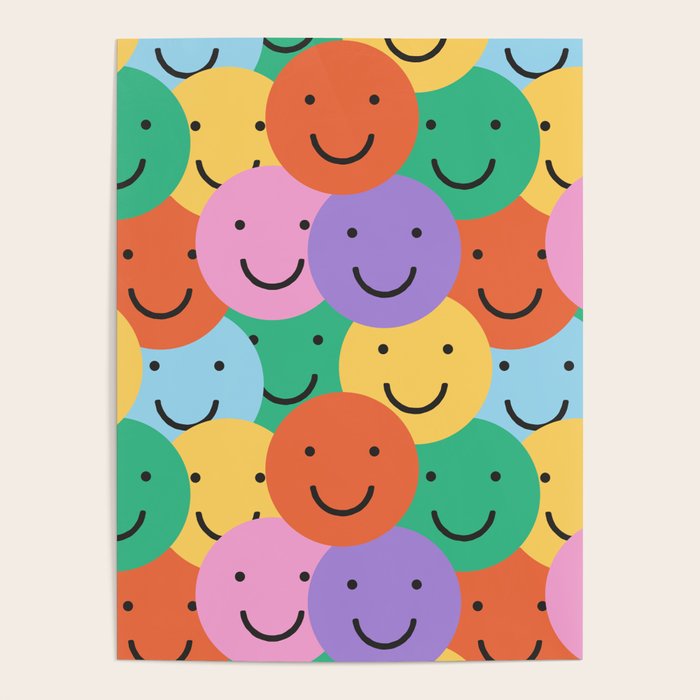 Colorful happy smiling face pattern Poster Gallery Image 4