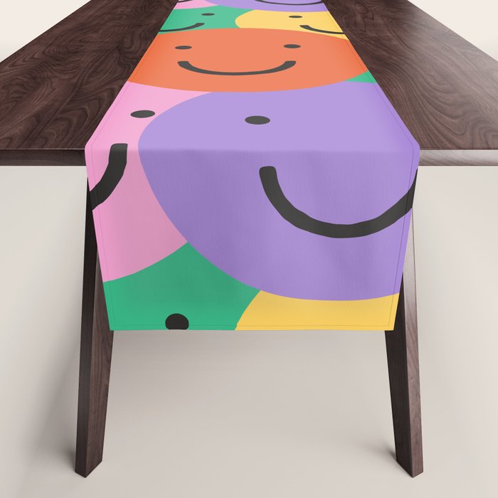 Colorful happy smiling face pattern Table Runner Gallery Image 1