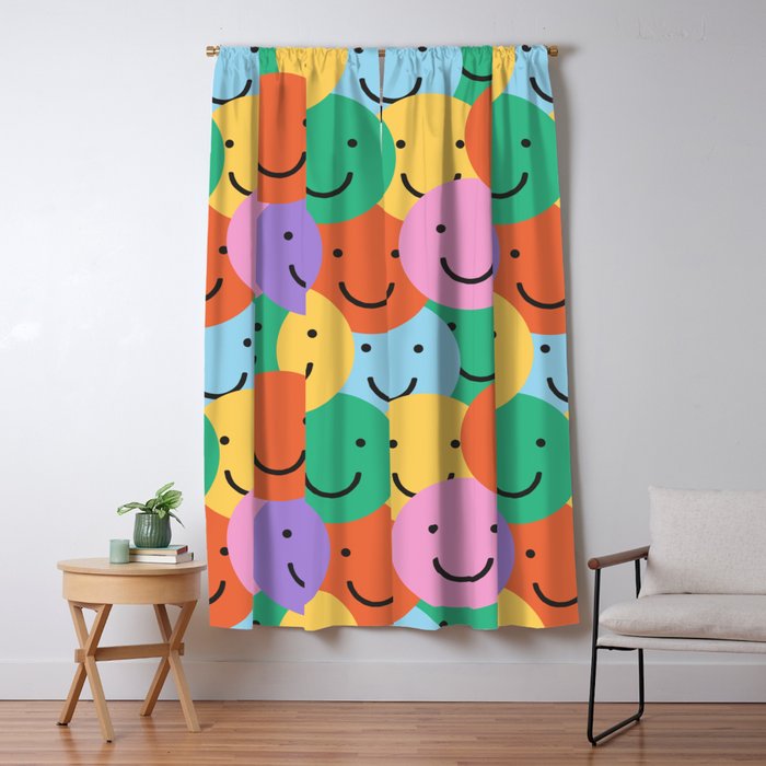 Colorful happy smiling face pattern Window Curtain Gallery Image 5