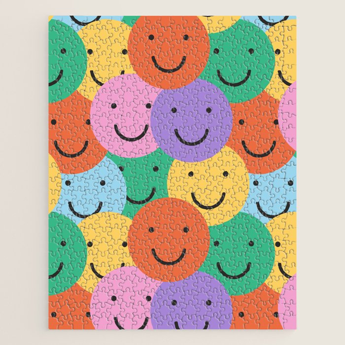 Colorful happy smiling face pattern Jigsaw Puzzle Gallery Image 1