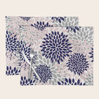 Abstract, Floral Prints, Navy Blue, Grey and Pink Placemat Gallery Image 1