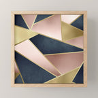 Geometric Art, Rose Gold, Pink and Navy Blue Modern  Mini Art Print Gallery Image 1