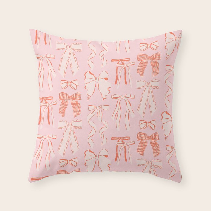 Bows in pink and cream  Throw Pillow Gallery Image 6