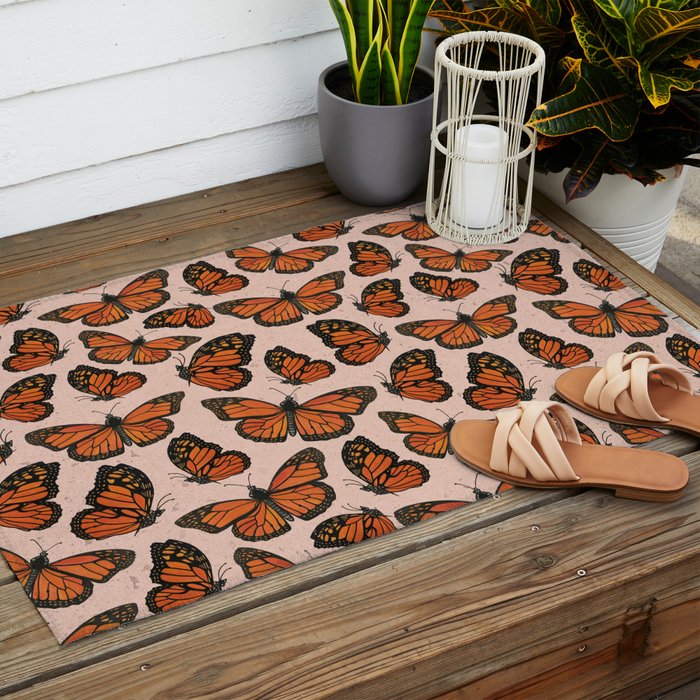 Butterfly Watercolor Outdoor Rug Gallery Image 2
