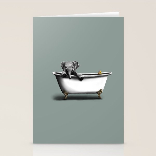 Elephant in Bath Stationery Card Gallery Image 2
