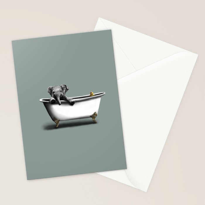 Elephant in Bath Stationery Card Gallery Image 2