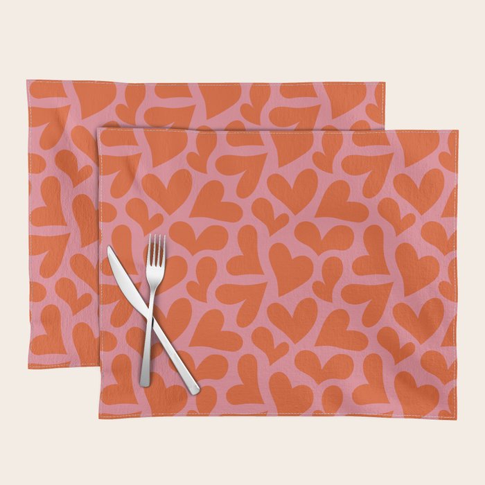 Red love heart shape pattern Placemat Gallery Image 1