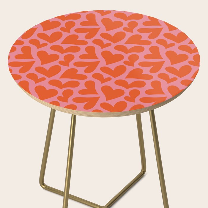Red love heart shape pattern Side Table Gallery Image 2