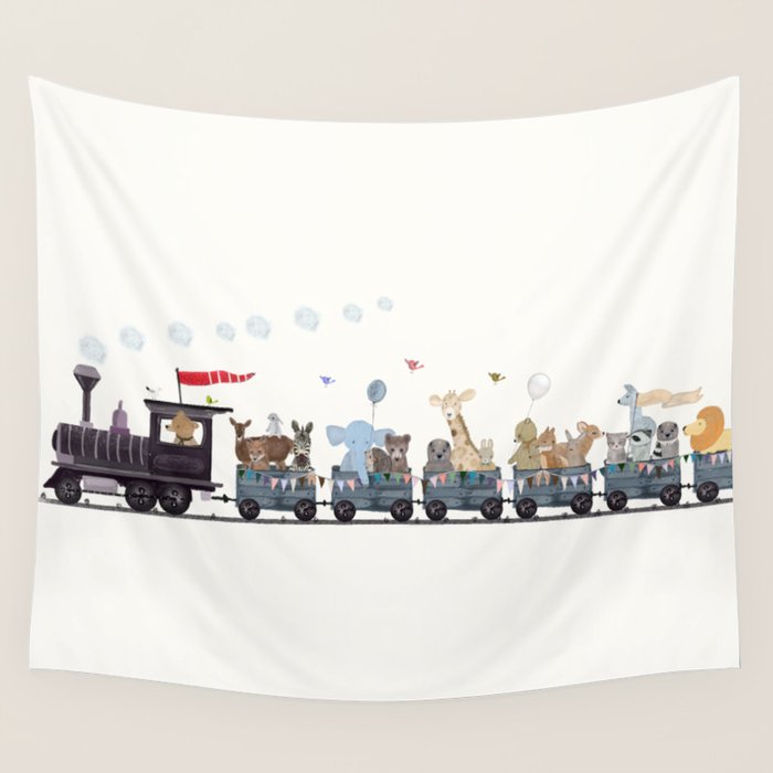 big little nursery nature train Wall Tapestry Gallery Image 4