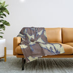 Botanical Whispers / Brown & Blue Throw Blanket Gallery Image 1