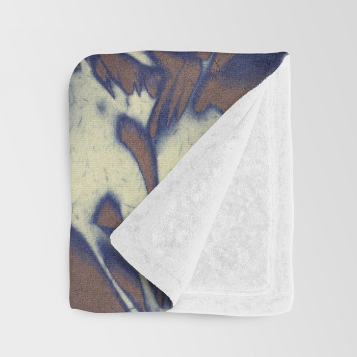 Botanical Whispers / Brown & Blue Throw Blanket Gallery Image 3