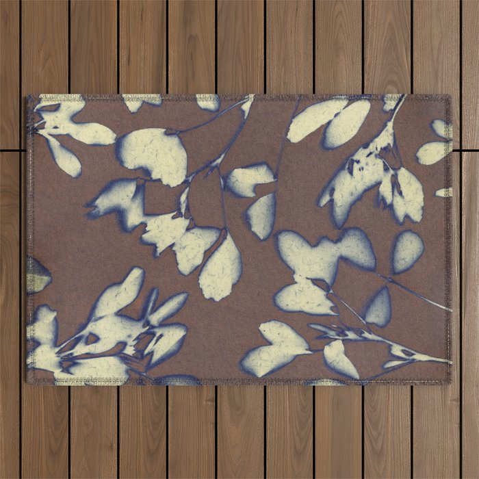 Botanical Whispers / Brown & Blue Outdoor Rug Gallery Image 1
