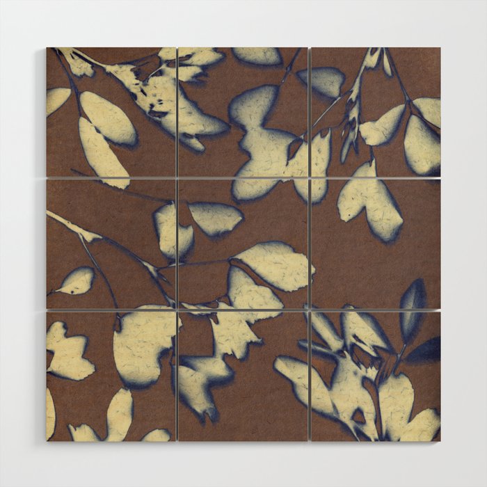 Botanical Whispers / Brown & Blue Wood Wall Art Gallery Image 1