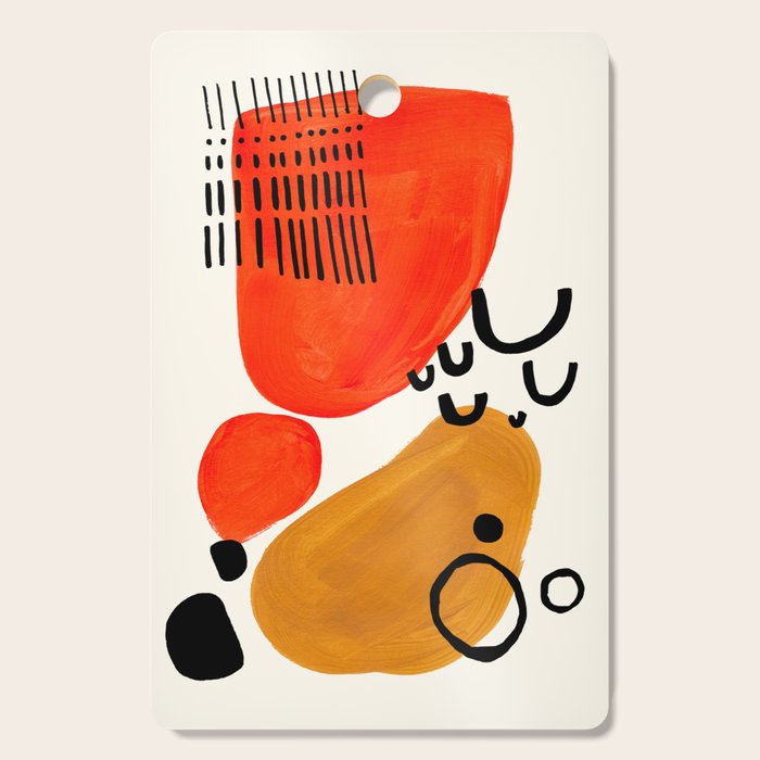 Fun Abstract Minimalist Mid Century Modern Yellow Ochre Orange Organic Shapes & Patterns Cutting Board Gallery Image 1