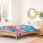 Happy Poppies 1. Red and pink on Azure BLUE Duvet Cover Gallery Image 2