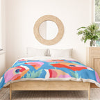 Happy Poppies 1. Red and pink on Azure BLUE Duvet Cover Gallery Image 3