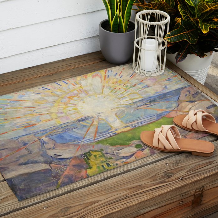 Edvard Munch - The Sun (Solen) (1911)  Outdoor Rug Gallery Image 2
