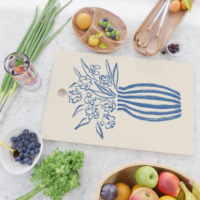 Stripe Flower Vase - Blue Cutting Board Gallery Image 2