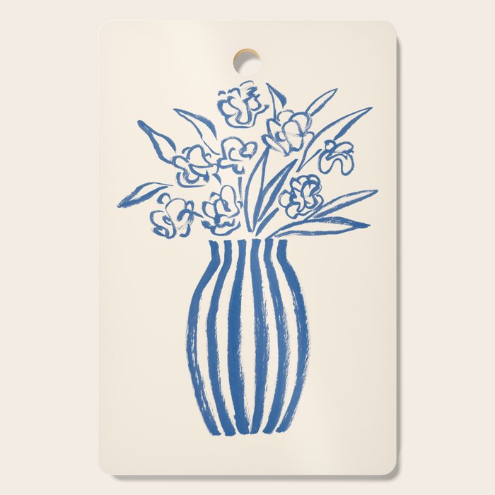 Stripe Flower Vase - Blue Cutting Board Gallery Image 1