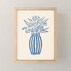 Stripe Flower Vase - Blue Mini Art Print Gallery Image 1