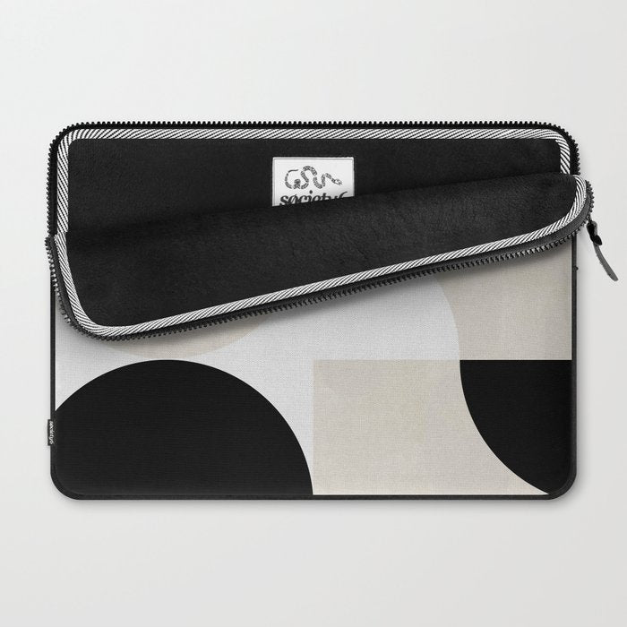 geometry mid modern black white II Laptop Sleeve Gallery Image 2