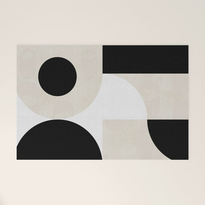 geometry mid modern black white II Welcome Mat Gallery Image 1