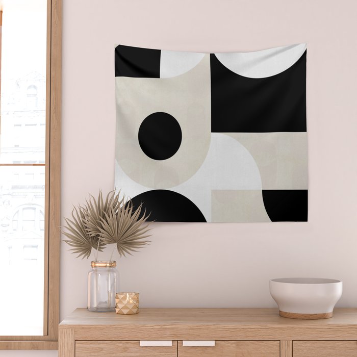 geometry mid modern black white II Wall Tapestry Gallery Image 2
