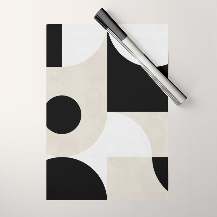 geometry mid modern black white II Wrapping Paper Gallery Image 1