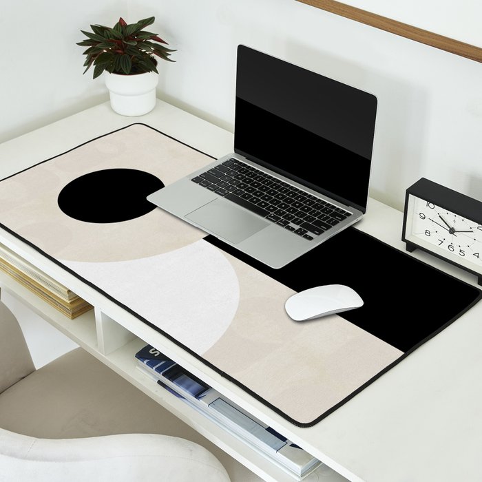 geometry mid modern black white II Desk Mat Gallery Image 2