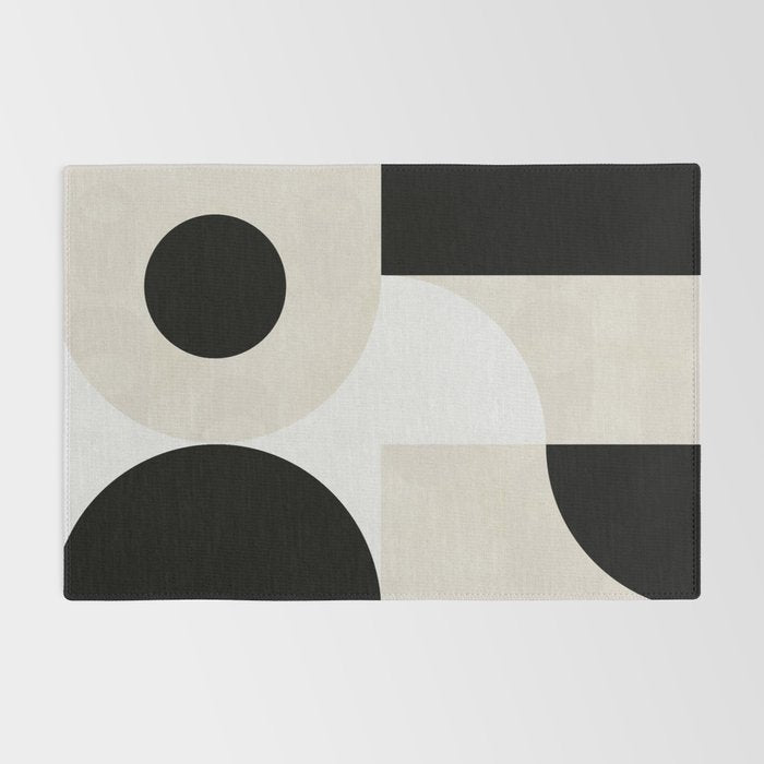 geometry mid modern black white II Rug Gallery Image 2