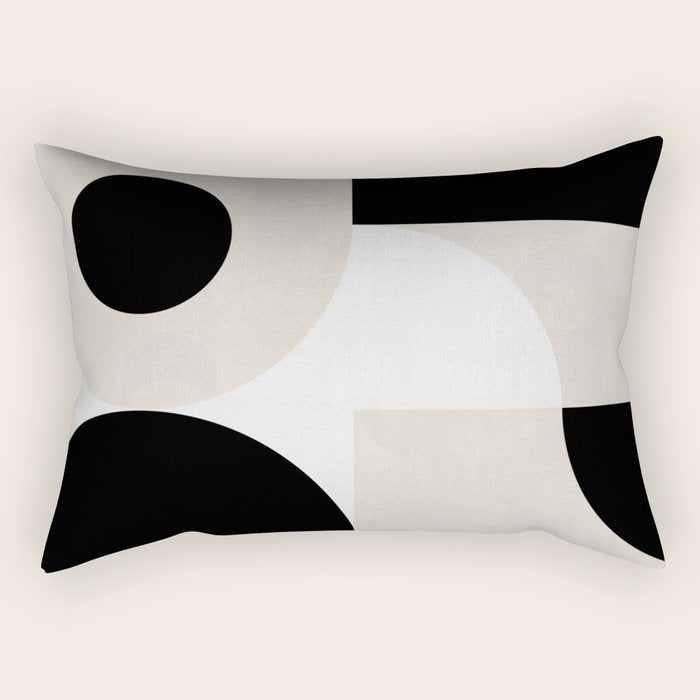 geometry mid modern black white II Rectangular Pillow Gallery Image 2