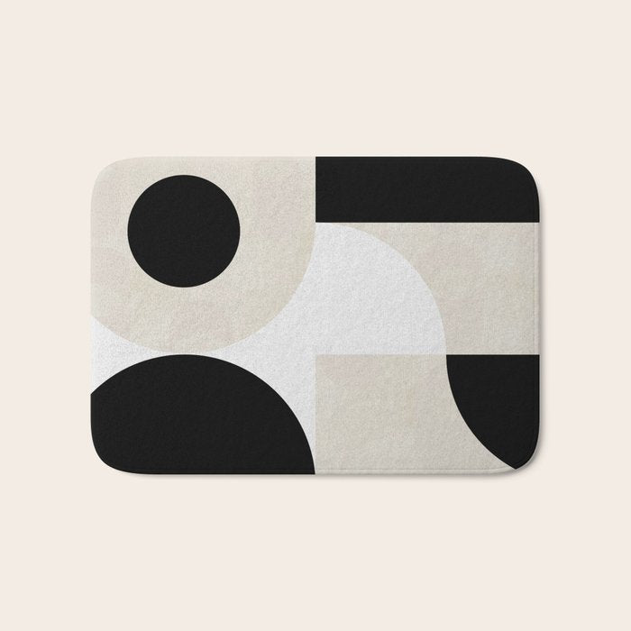 geometry mid modern black white II Bath Mat Gallery Image 1