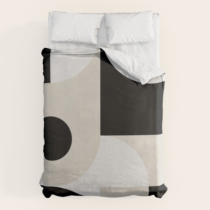 geometry mid modern black white II Duvet Cover Gallery Image 1