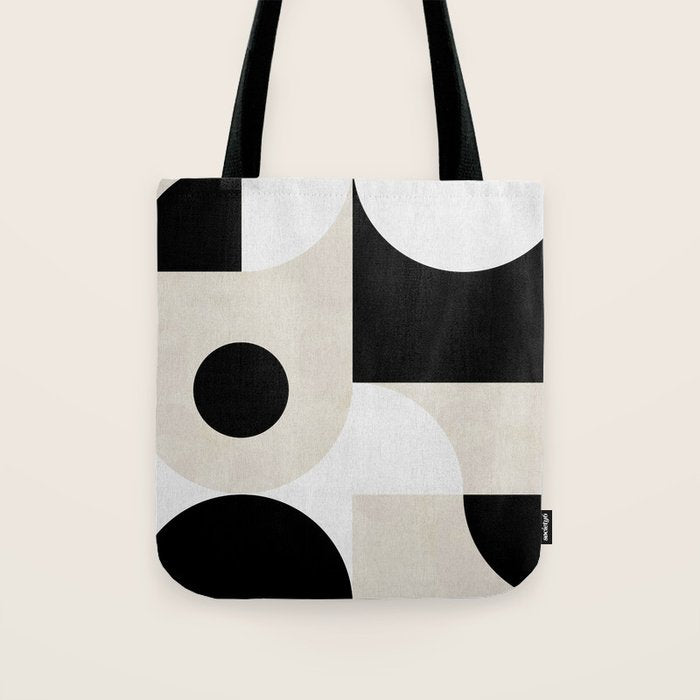 geometry mid modern black white II Tote Bag Gallery Image 1