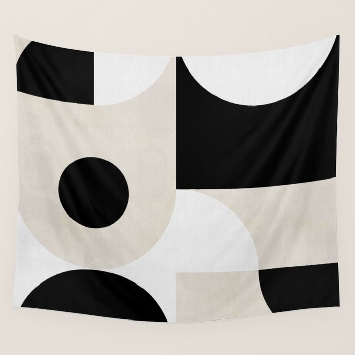 geometry mid modern black white II Wall Tapestry Gallery Image 4