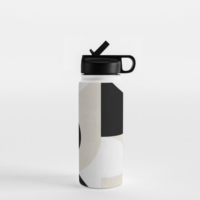 geometry mid modern black white II Water Bottle Gallery Image 1