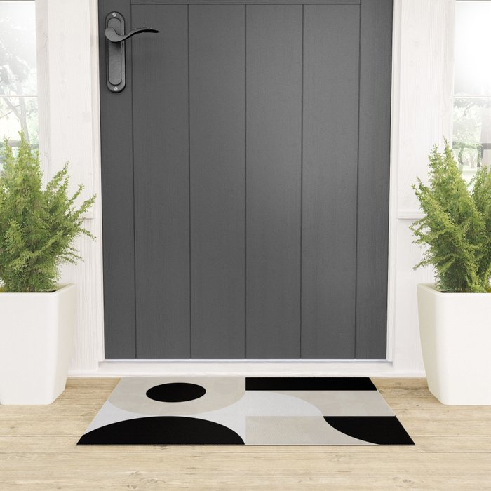 geometry mid modern black white II Welcome Mat Gallery Image 3