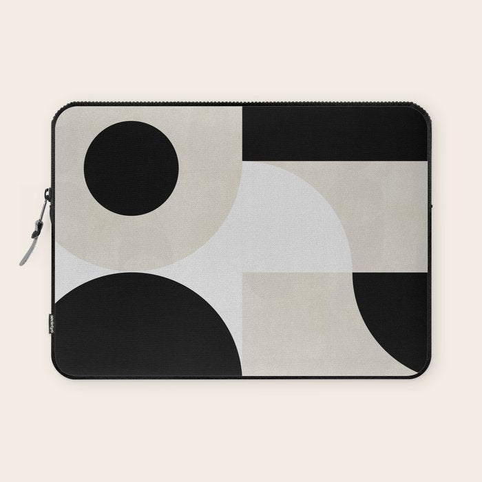 geometry mid modern black white II Laptop Sleeve Gallery Image 1