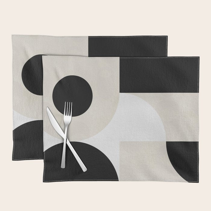 geometry mid modern black white II Placemat Gallery Image 1