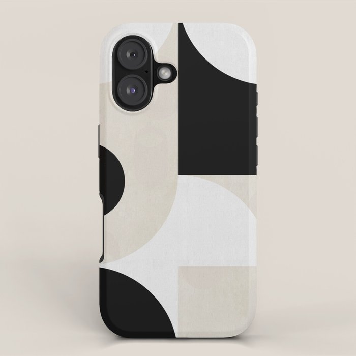geometry mid modern black white II iPhone Case Gallery Image 1