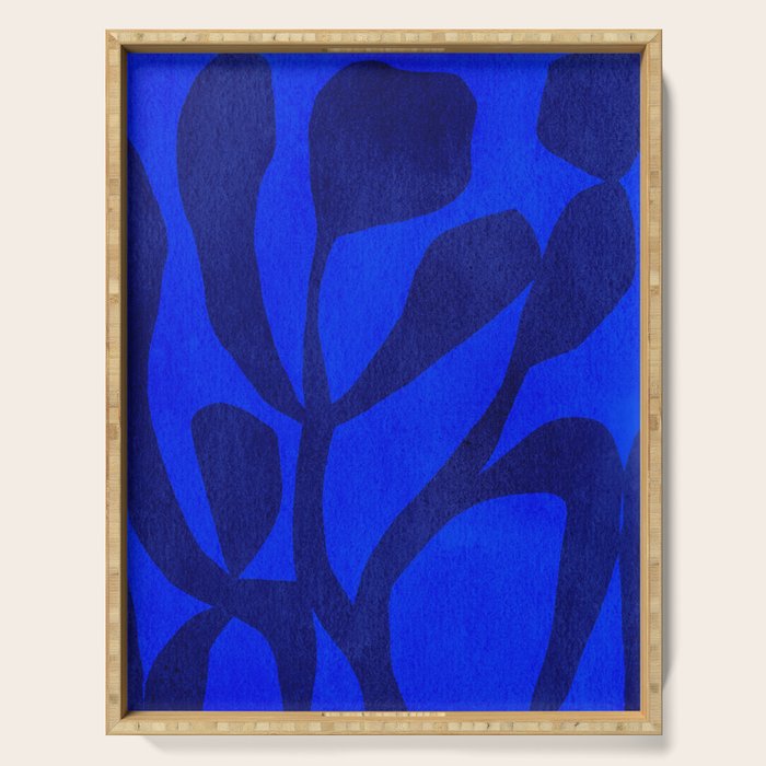Abstract botanical- blue garden Serving Tray Gallery Image 1