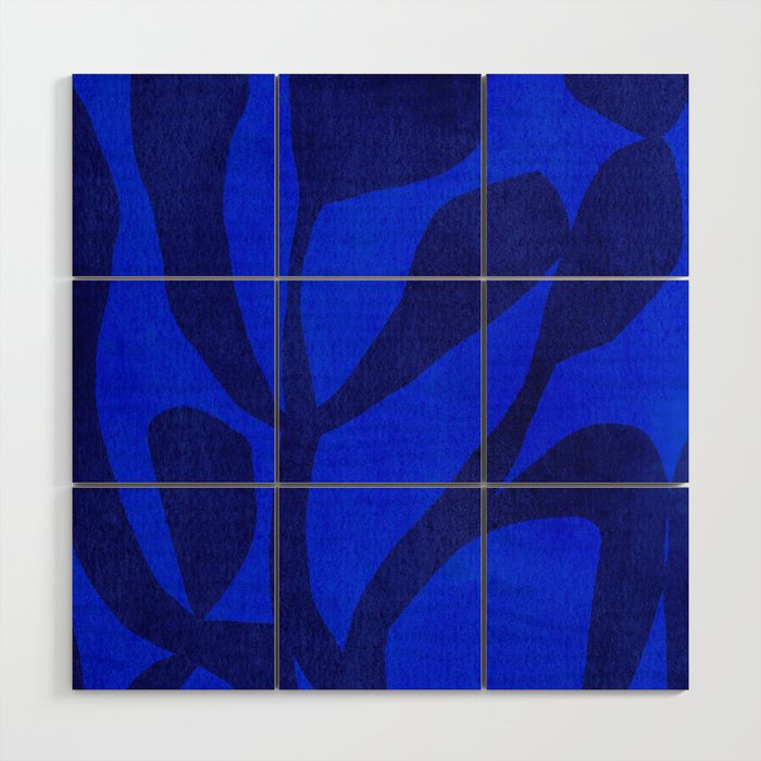 Abstract botanical- blue garden Wood Wall Art Gallery Image 1