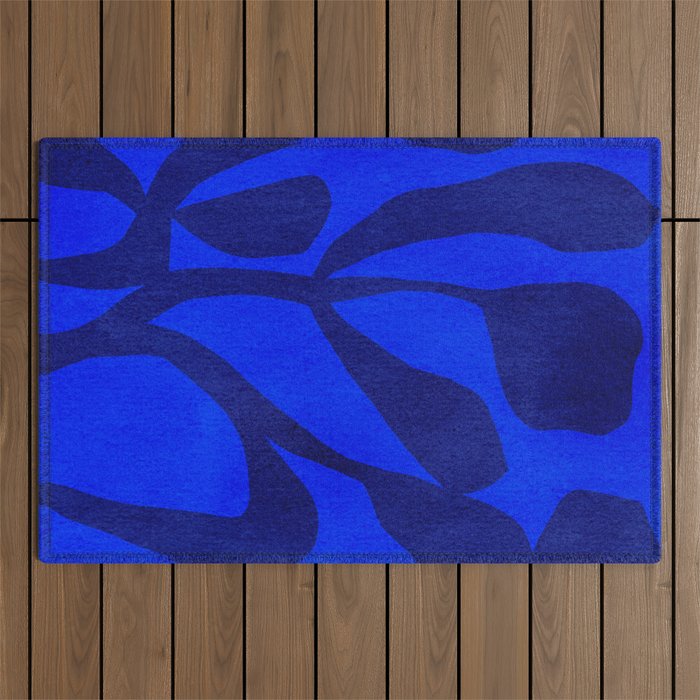 Abstract botanical- blue garden Outdoor Rug Gallery Image 1
