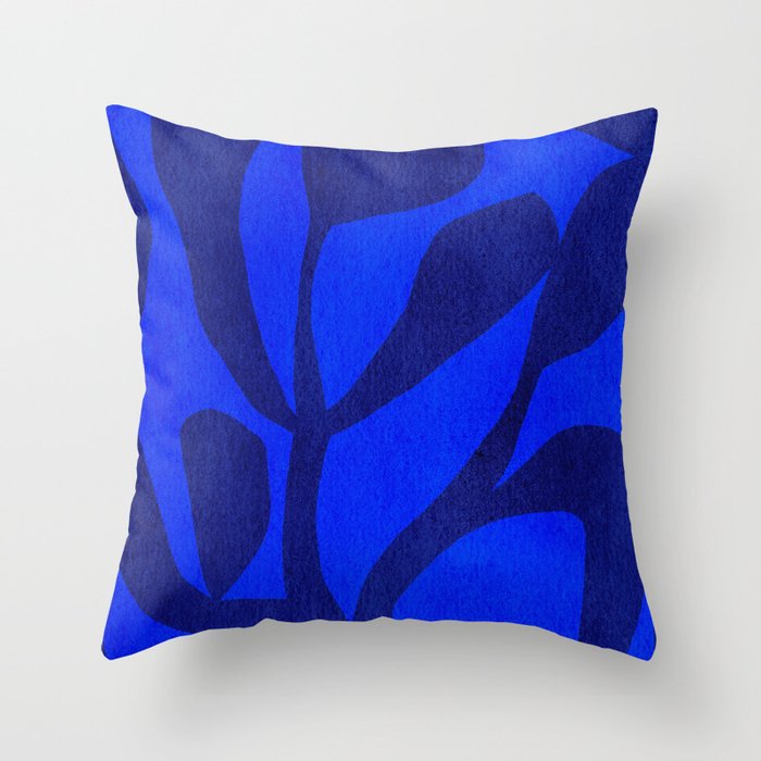Abstract botanical- blue garden Throw Pillow Gallery Image 1