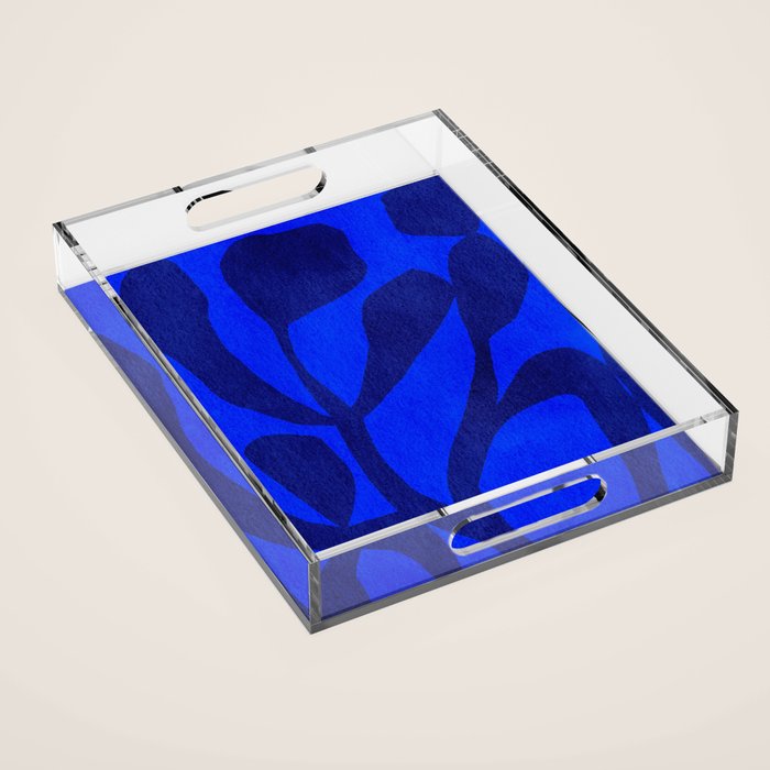 Abstract botanical- blue garden Acrylic Tray Gallery Image 1