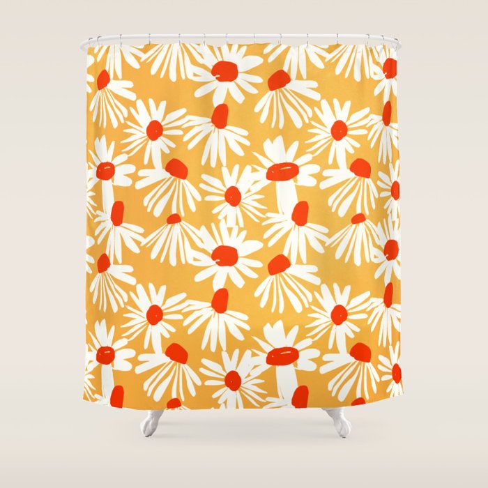 Summer Daisy: Tangerine Edition Shower Curtain Gallery Image 1