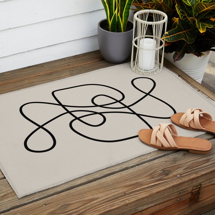 Modern Line Art Outdoor Rug Gallery Image 2