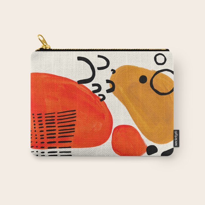 Fun Abstract Minimalist Mid Century Modern Yellow Ochre Orange Organic Shapes & Patterns Carry All Pouch Gallery Image 1