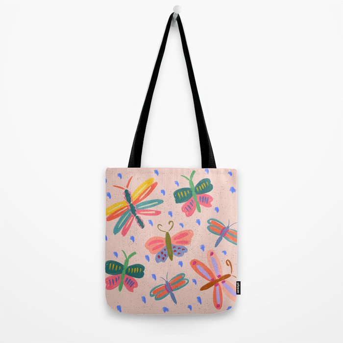 Happy and Colorful Butterflies Illustration Tote Bag Gallery Image 2