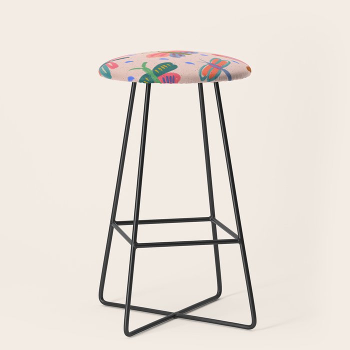 Happy and Colorful Butterflies Illustration Stool Gallery Image 1